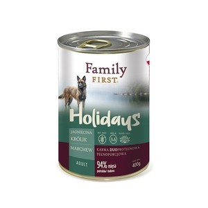 Family First Holidays z jagnięciną, królikiem i marchewką 12x400g