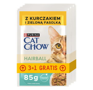 Purina Cat Chow Hairball z kurczakiem i fasolką 4x85g