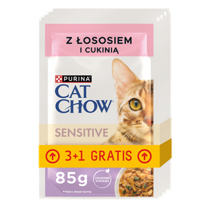 Purina Cat Chow SENSITIVE z łososiem i cukinią 20x85g