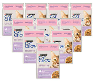 Purina Cat Chow SENSITIVE z łososiem i cukinią 26x85g