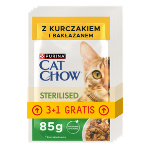 Purina Cat Chow Sterilised z kurczakiem i bakłażanem 4x85g